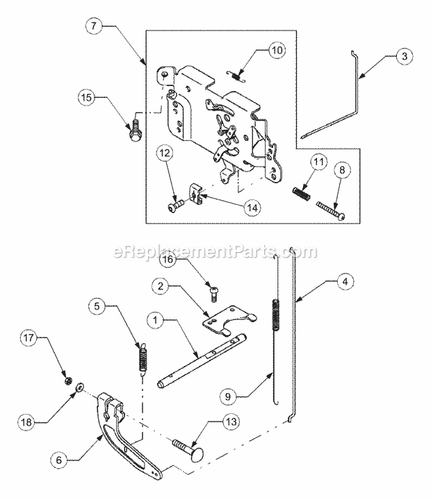 Engine Control Diagram and Parts List for 1525 13A-221F100 Cub Cadet Lawn Tractor